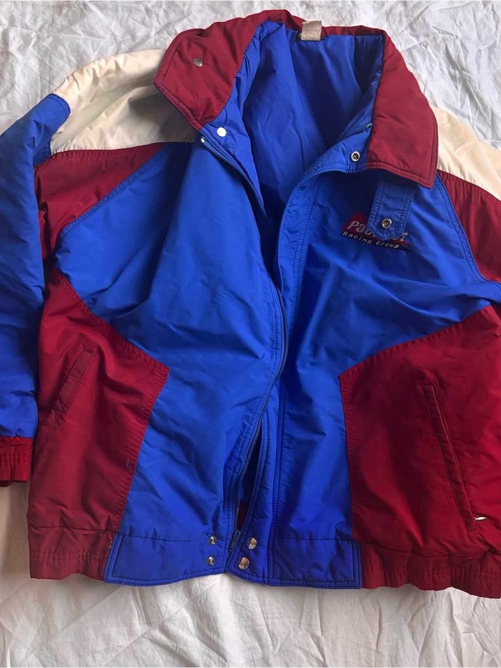 Colorblock Blue & Red Hybrid Jacket - Men’s Lightweight Coat